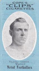 1910 Cope Brothers Noted Footballers #259 Jock Grieve Front