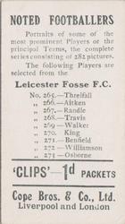1910 Cope Brothers Noted Footballers #265 Fred Threlfall Back