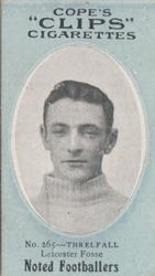 1910 Cope Brothers Noted Footballers #265 Fred Threlfall Front