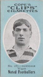 1910 Cope Brothers Noted Footballers #287 Dick Ramsdale Front