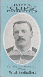 1910 Cope Brothers Noted Footballers #289 Jim Sharrock Front