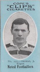 1910 Cope Brothers Noted Footballers #291 Johnny Thomas Front