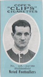 1910 Cope Brothers Noted Footballers #308 Jim Davies Front