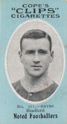 1910 Cope Brothers Noted Footballers #311 Vince Hayes Front