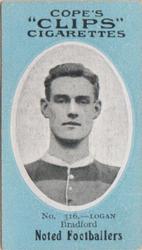 1910 Cope Brothers Noted Footballers #316 Jimmy Logan Front