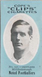 1910 Cope Brothers Noted Footballers #337 Fred Pentland Front