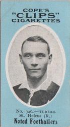 1910 Cope Brothers Noted Footballers #346 Hubert Turtill Front