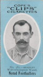 1910 Cope Brothers Noted Footballers #382 George Hedley Front