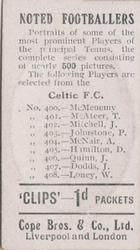 1910 Cope Brothers Noted Footballers #408 William Loney Back