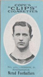 1910 Cope Brothers Noted Footballers #410 Dan Gordon Front