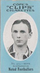 1910 Cope Brothers Noted Footballers #413 Frank Monk Front