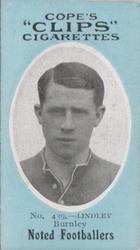 1910 Cope Brothers Noted Footballers #439 Dick Lindley Front