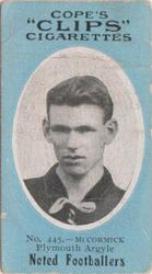 1910 Cope Brothers Noted Footballers #445 Jimmy McCormick Front