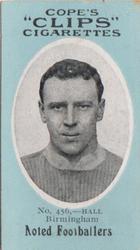1910 Cope Brothers Noted Footballers #456 Jack Hall Front