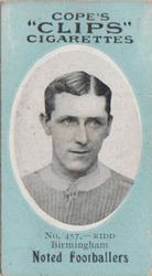 1910 Cope Brothers Noted Footballers #457 Jack Kidd Front