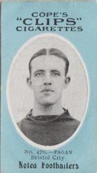 1910 Cope Brothers Noted Footballers #470 Stephen Fagan Front