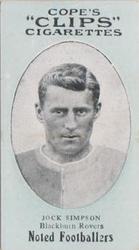 1910 Cope Brothers Noted Footballers #21 Jock Simpson Front