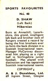 1948/53 A & J Donaldson Sports Favourites #40 Davie Shaw Back