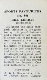 1948/53 A & J Donaldson Sports Favourites #305 Bill Edrich Back