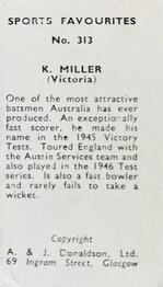 1948/53 A & J Donaldson Sports Favourites #313 Keith Miller Back