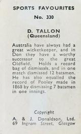 1948/53 A & J Donaldson Sports Favourites #330 Don Tallon Back