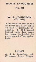 1948/53 A & J Donaldson Sports Favourites #332 Bill Johnston Back