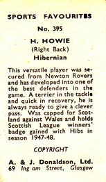 1948/53 A & J Donaldson Sports Favourites #395 Hugh Howie Back