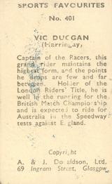1948/53 A & J Donaldson Sports Favourites #401 Vic Duggan Back