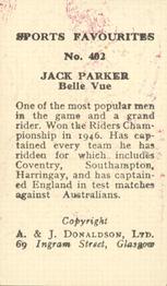 1948/53 A & J Donaldson Sports Favourites #402 Jack Parker Back
