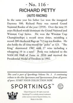 2022 Sportkings Volume 3 - Blue Framed #116 Richard Petty Back