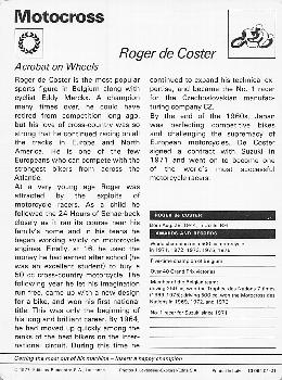1977-80 Sportscaster Series 1 (UK) #01-01 Roger de Coster Back