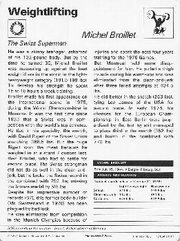1977-80 Sportscaster Series 1 (UK) #01-11 Michel Broillet Back
