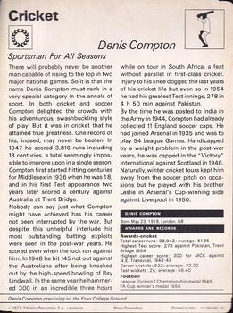 1977-80 Sportscaster Series 4 (UK) #04-15 Denis Compton Back