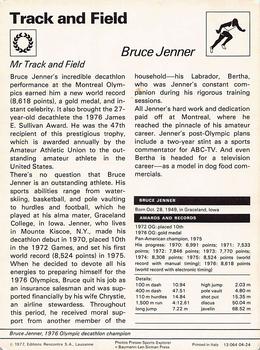 1977-80 Sportscaster Series 4 (UK) #04-24 Bruce Jenner Back