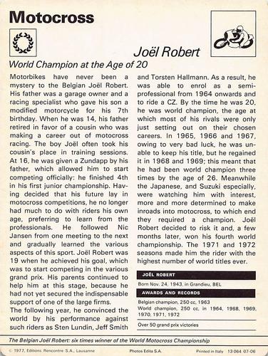 1977-80 Sportscaster Series 7 (UK) #07-06 Joel Robert Back