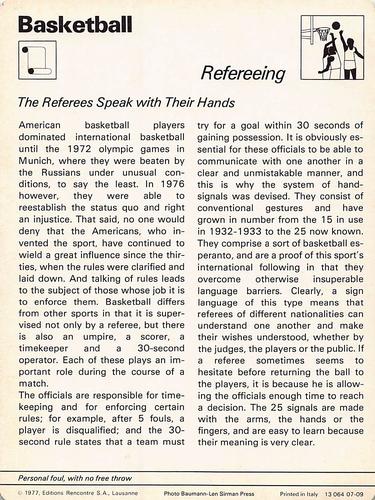 1977-80 Sportscaster Series 7 (UK) #07-09 Refereeing Back