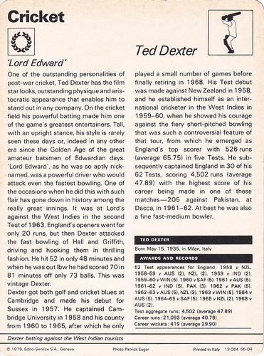 1977-80 Sportscaster Series 66 (UK) #66-04 Ted Dexter Back