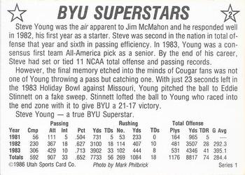 1986 Utah Sports BYU Superstars #2 Steve Young Back
