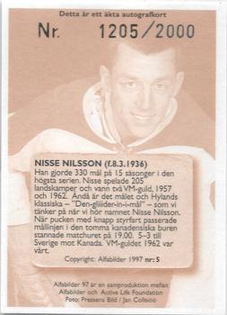1997 Alfabilder Autographs #5 Nisse Nilsson Back