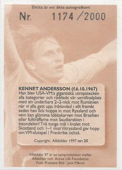 1997 Alfabilder Autographs #35 Kennet Andersson Back