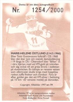 1997 Alfabilder Autographs #79 Marie-Helene Östlund Back