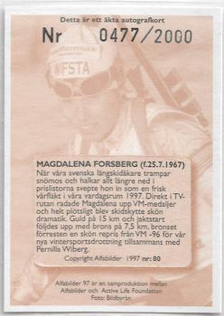 1997 Alfabilder Autographs #80 Magdalena Forsberg Back