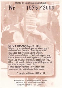 1997 Alfabilder Autographs #87 Stig Strand Back