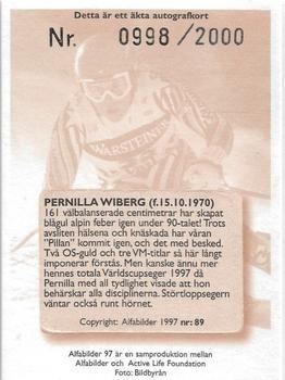 1997 Alfabilder Autographs #89 Pernilla Wiberg Back