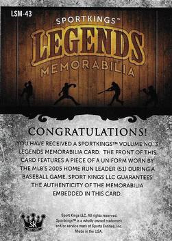 2022 Sportkings Volume 3 - Legends Single Memorabilia Black #LSM-43 Andruw Jones Back