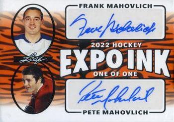 2022 Leaf Expo Ink - Expo Exclusive Dual Autographs Tiger Stripe #EID-07 Frank Mahovlich / Pete Mahovlich Front