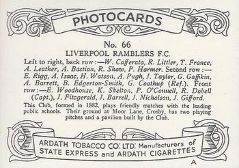 1936 Ardath Photocards Series A: Lancashire Football Teams #66 Liverpool Ramblers F.C. Back