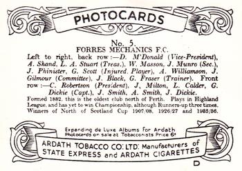 1936 Ardath Photocards Series D: Scottish Football Teams #5 Forres Mechanics F.C. Back