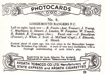 1936 Ardath Photocards Series D: Scottish Football Teams #6 Lossiemouth Rangers F.C. Back