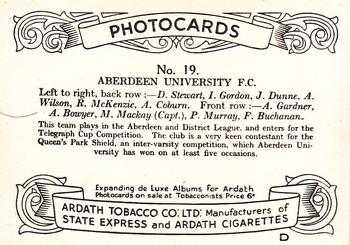 1936 Ardath Photocards Series D: Scottish Football Teams #19 Aberdeen University F.C. Back